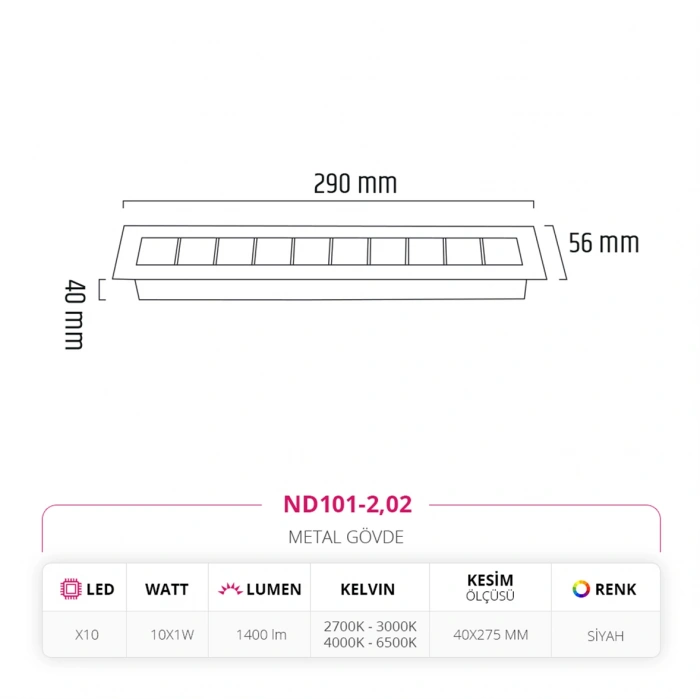 Nevo Sıva Altı Led Spot Siyah ND101-2
