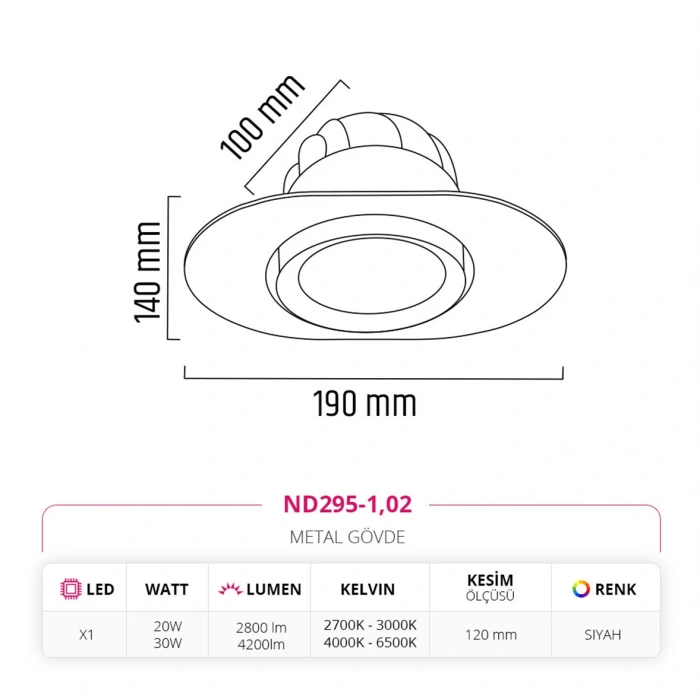 Nevo Sıva Altı Led Spot Siyah ND295-1