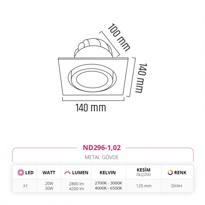 Nevo Sıva Altı Led Spot Siyah ND296-1