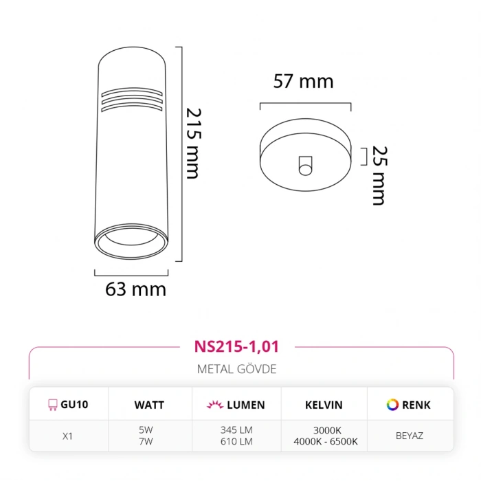 Nevo Tekli Led Sarkıt Beyaz NS215-1