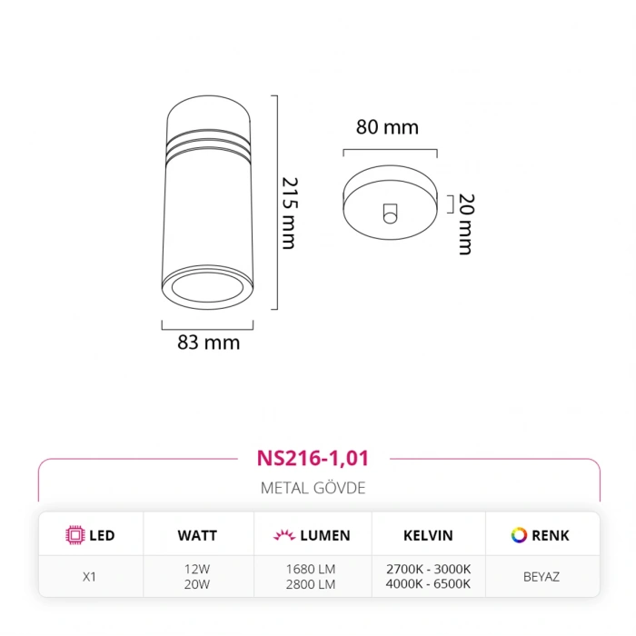 Nevo Tekli Led Sarkıt Beyaz NS216-1