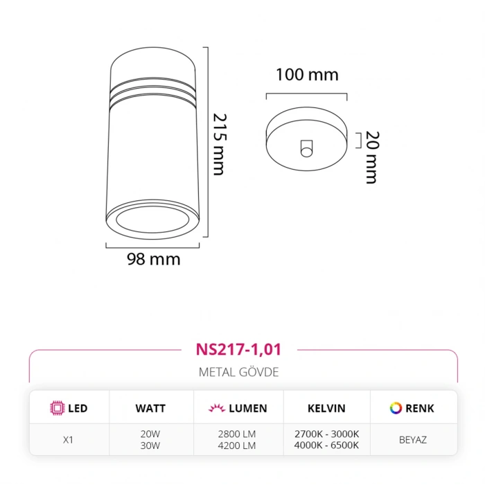 Nevo Tekli Led Sarkıt Beyaz NS217-1