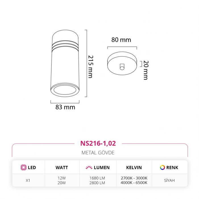 Nevo Tekli Led Sarkıt Siyah NS216-1