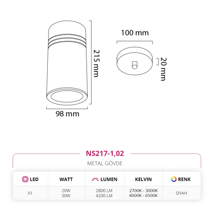 Nevo Tekli Led Sarkıt Siyah NS217-1