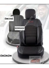 FIRST CLASS Kapitone Kumaş Siyah Deri ORTAPEDİK Oto Kılıfı