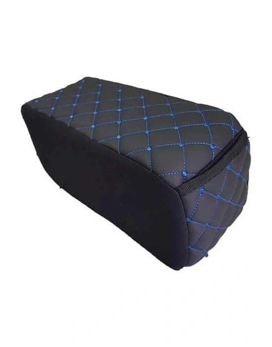 Araba Kolçağı Sünger Kolçak Kol Dayama Baklava Desen Siyah Deri Mavi Desen