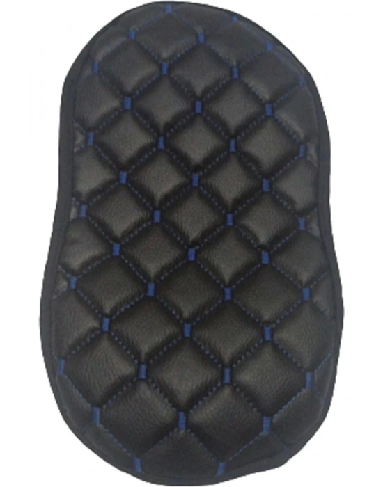 Araba Kol Dayama Örtüsü Oval Siyah Deri Mavi Desen