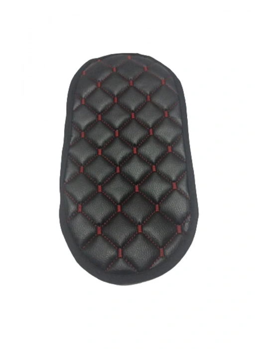 Araba Kol Dayama Örtüsü Oval Siyah Deri Kırmızı Desen