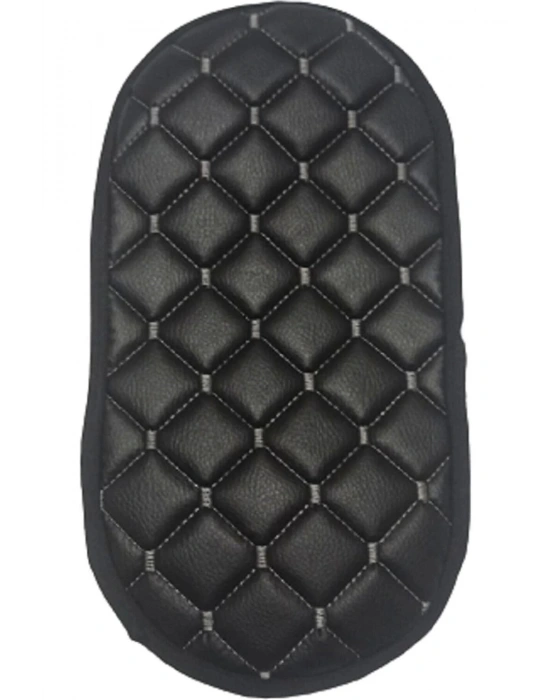 Araba Kol Dayama Örtüsü Oval Siyah Deri Gümüş Desen