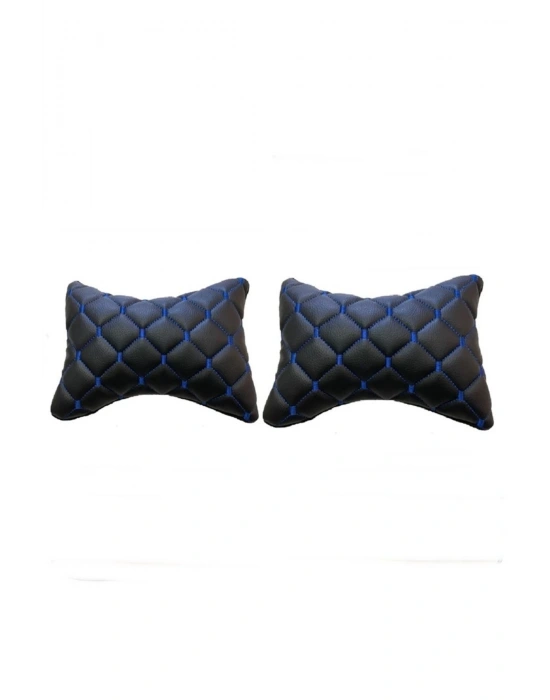 Araba Deri Boyun Yastığı Siyah-mavi