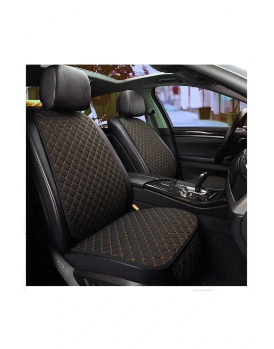 NAZOTO Araba Koltuk Minderi Kumaş Ikili Koltuk Minderi Terletmez Ergonomik Siyah Turuncu