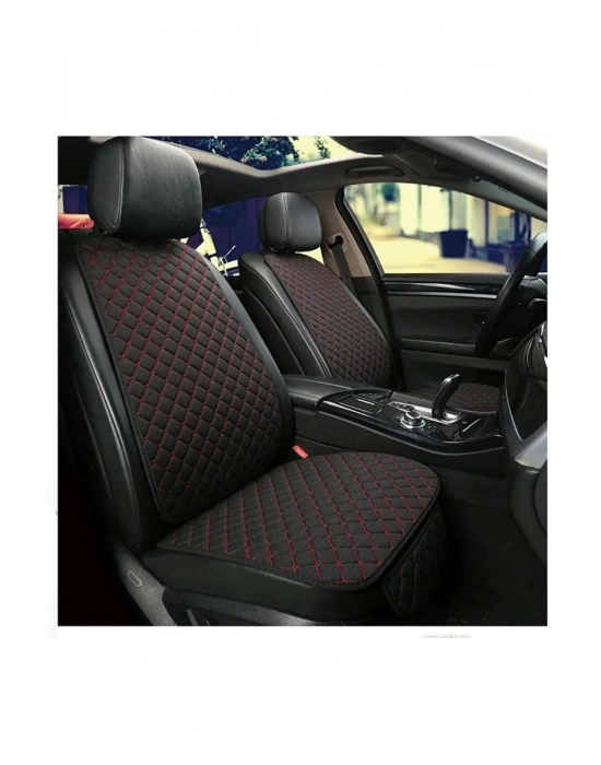 NAZOTO Araba Koltuk Minderi Kumaş Ikili Koltuk Minderi Terletmez Ergonomik Siyah Kırmızı
