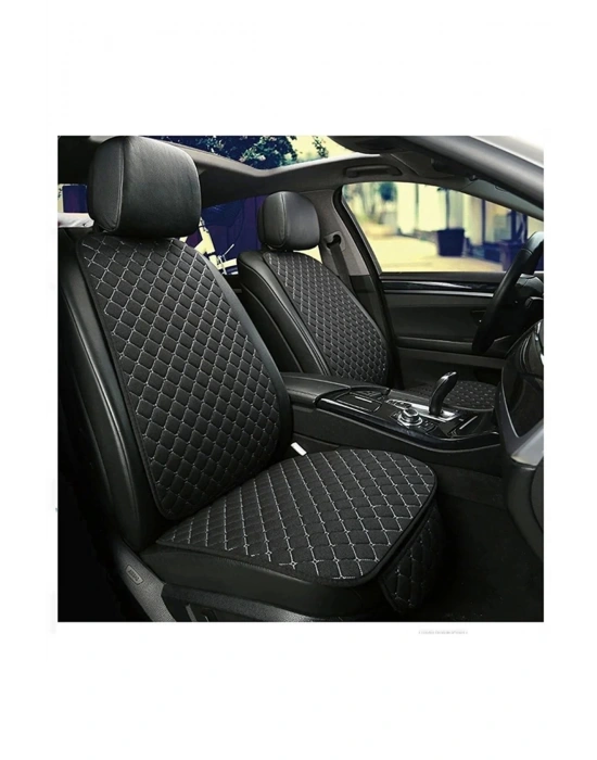 NAZOTO Araba Koltuk Minderi Kumaş Ikili Koltuk Minderi Terletmez Ergonomik Siyah Beyaz