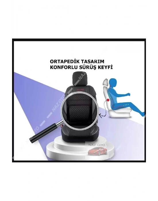 SPESIYAL Gri Deri ORTAPEDİK Araç Koltuk Kılıfı