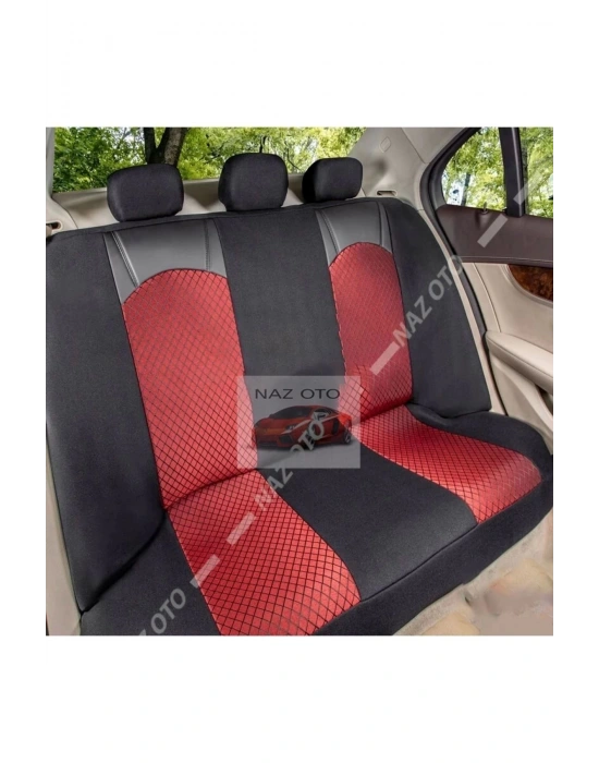 QUALİTY Petek Kumaş SİYAH-Kırmızı Deri ORTAPEDİK Oto Kılıfı
