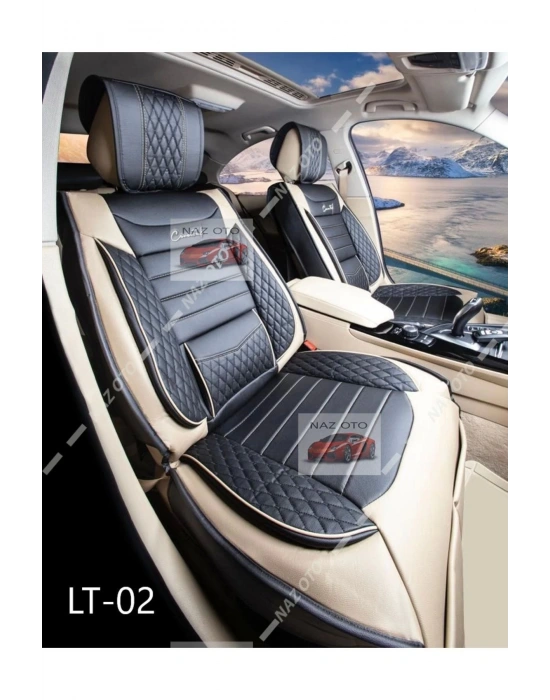 SPESIYAL Krem Siyah Deri ORTAPEDİK Araç Koltuk Kılıfı