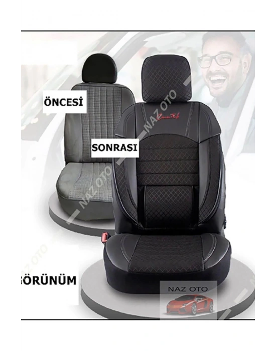 SPESIYAL Krem Siyah Deri ORTAPEDİK Araç Koltuk Kılıfı