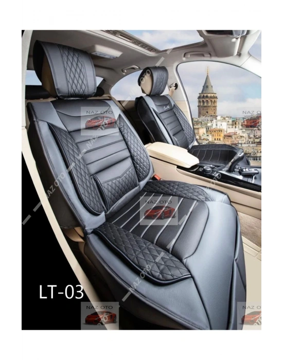 SPESIYAL Siyah Gri Deri ORTAPEDİK Araç Koltuk Kılıfı