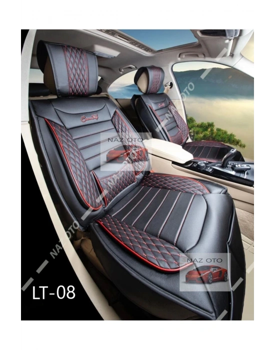 SPESIYAL Siyah Kırmızı Deri ORTAPEDİK Araç Koltuk Kılıfı