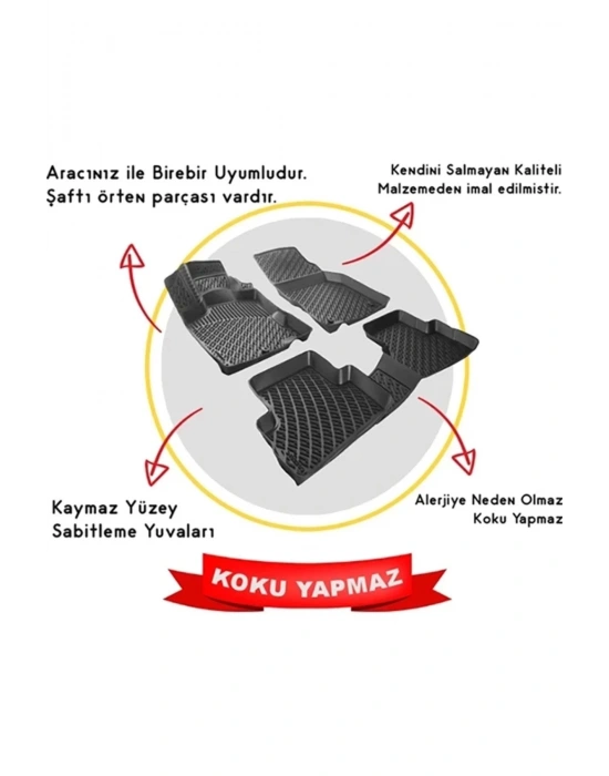 Volkswagen Jetta 2011 Sonrası 3D Siyah Kokusuz Havuzulu Paspas Takımı