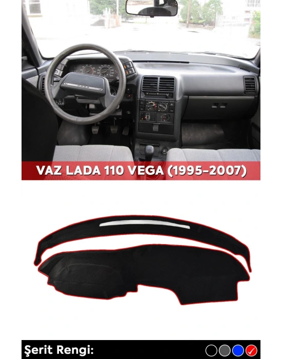 Vaz Lada 110 Vega (1995-2007) 3d Torpido Koruma Kılıfı - Ön Göğüs Kaplama - Kırmızı Şerit