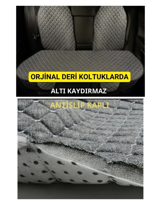 Skoda Rapid 2012 ve SonrasıTerletmez Kaymaz Keten Oto Minder Kılıf Komple Set ( 7 Parça ) Füme