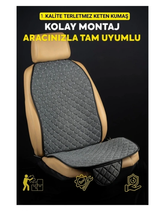 Nissan navara 2014 SonrasıTerletmez Kaymaz Keten Oto Minder Kılıf Komple Set ( 7 Parça ) Gri