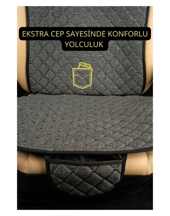 MERCEDES X Class 2017 ve SonrasıTerletmez Kaymaz Keten Oto Minder Kılıf Komple Set ( 7 Parça ) Füme