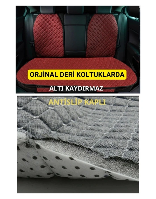 SEAT ATECA 2016 Sonrası Terletmez Kaymaz Keten Oto Minder Kılıf Komple Set ( 7 Parça ) Kırmızı