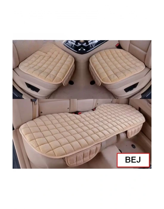 Araba Koltuk Soft Ortopedik Cepli Oto Kılıf- Minder Seti (3 parça) Bej