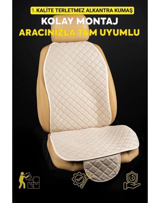 Araba Terletmez Ergonomik Koltuk Minderi (7 PARÇA) - 5 Koltuk Tam Set (bej-bej)