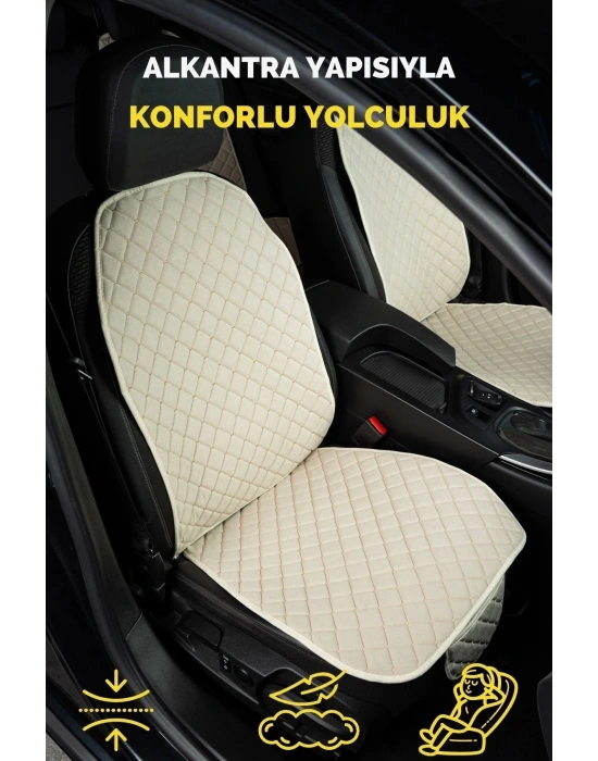 Araba Terletmez Ergonomik Koltuk Minderi (7 PARÇA) - 5 Koltuk Tam Set (bej-bej)