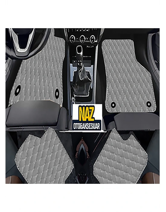 Audi A1 2018 + Uyumlu Gri Dikişli Gri Deri Paspas