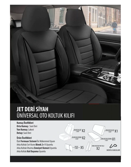 Audi A4 Koltuk Kılıfı Jet Deri Siyah