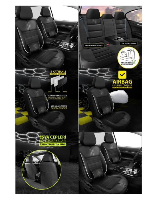 Audi Rs3 Koltuk Kılıfı Carbon Deri Siyah