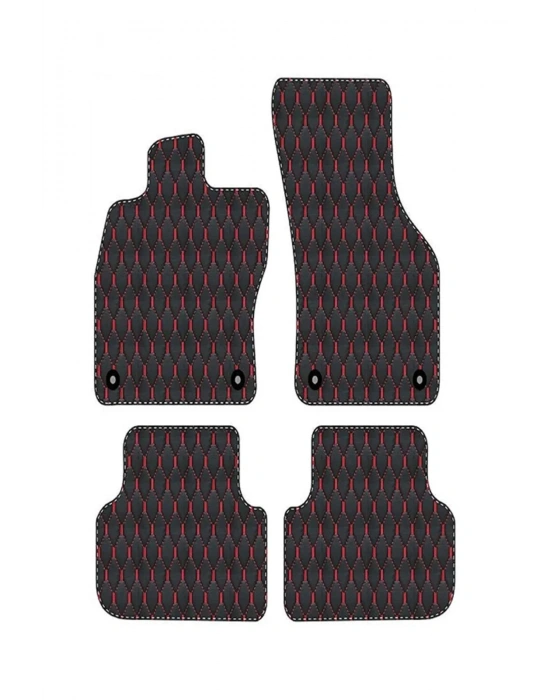 Audi TT MK1 1998-2006 Uyumlu Mavi Dikişli Siyah Deri Paspas