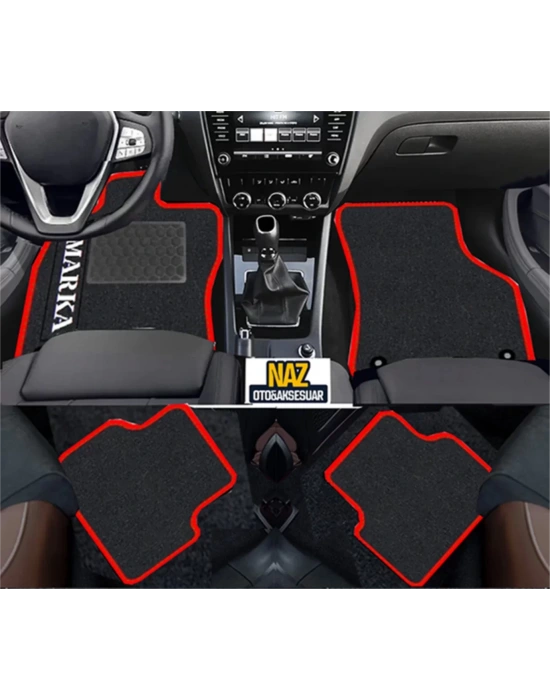 Cıtroen c-elysee  Siyah Halı Kırmızı Kenar Petek Topuk