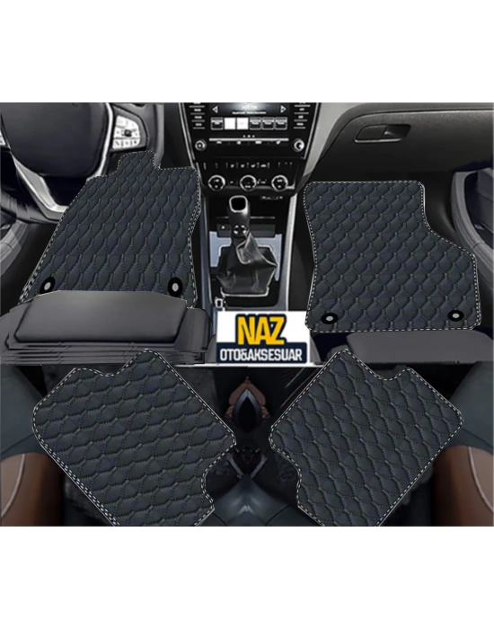 Ford Mondeo 2000-2006 Uyumlu Siyah Dikişli Siyah Deri Paspas