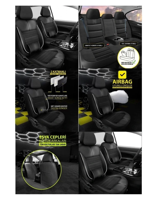 Jeep Commander Koltuk Kılıfı Carbon Deri Siyah