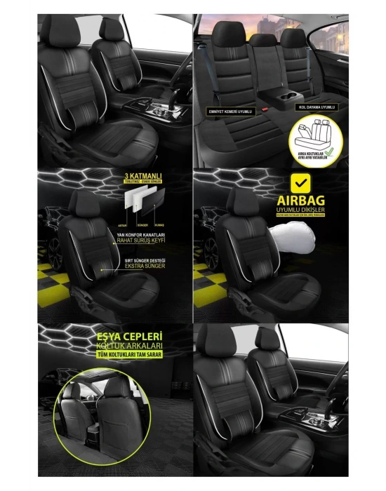 Mini Coupe Koltuk Kılıfı Carbon Deri Siyah