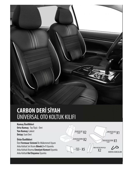 Renault Megane 1-2-3 Koltuk Kılıfı Carbon Deri Siyah