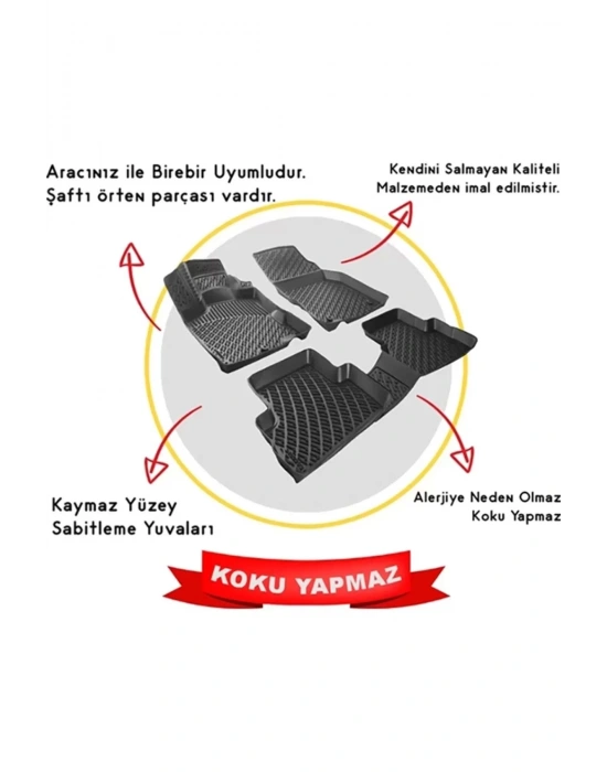 Volkswagen Amarok 2010 Sonrası 3d Siyah Kokusuz Havuzulu Paspas Takımı