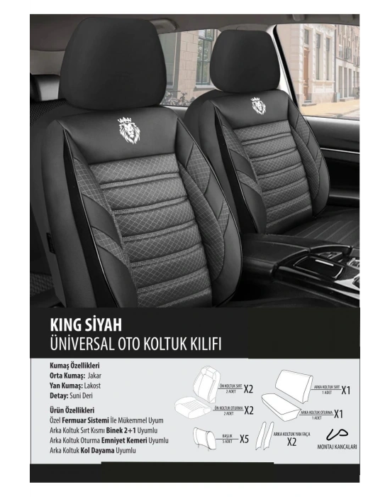 Volkswagen Jetta Koltuk Kılıfı King Siyah