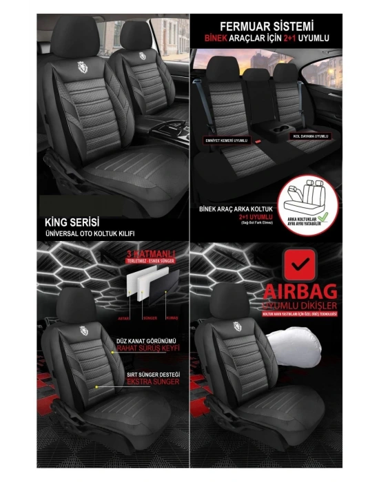 Volkswagen Jetta Koltuk Kılıfı King Siyah