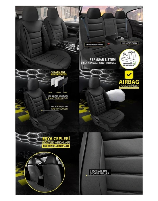 Volvo S80 Koltuk Kılıfı Jet Deri Siyah