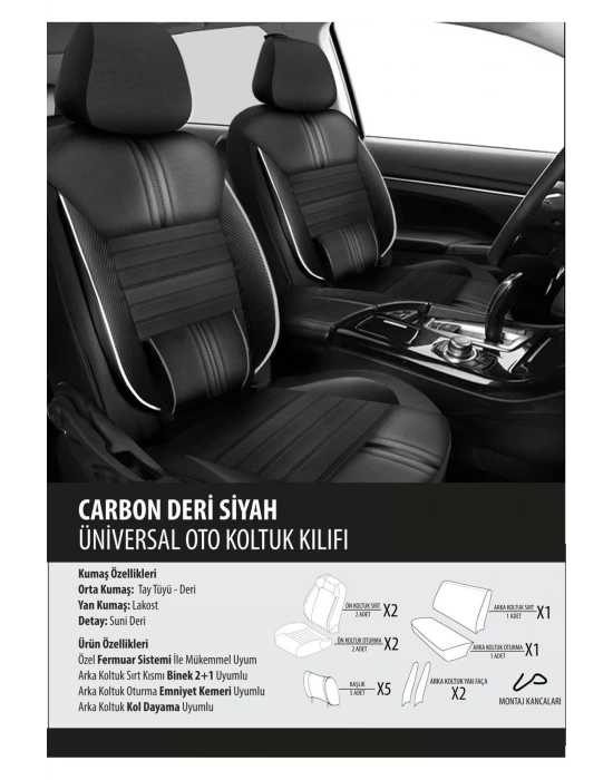 Volvo V60 Koltuk Kılıfı Carbon Deri Siyah