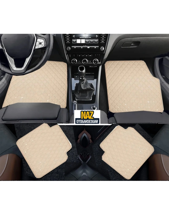 Volvo XC40 2018 Sonrası  Uyumlu Bej Dikişli Bej Deri Paspas