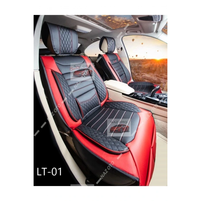 SPESIYAL Deri Kırmızı Siyah ORTAPEDİK Araç Oto Koltuk Kılıfı