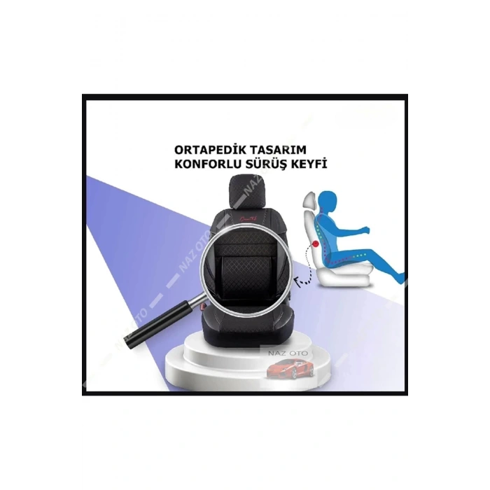 SPESIYAL Deri Kırmızı Siyah ORTAPEDİK Araç Oto Koltuk Kılıfı