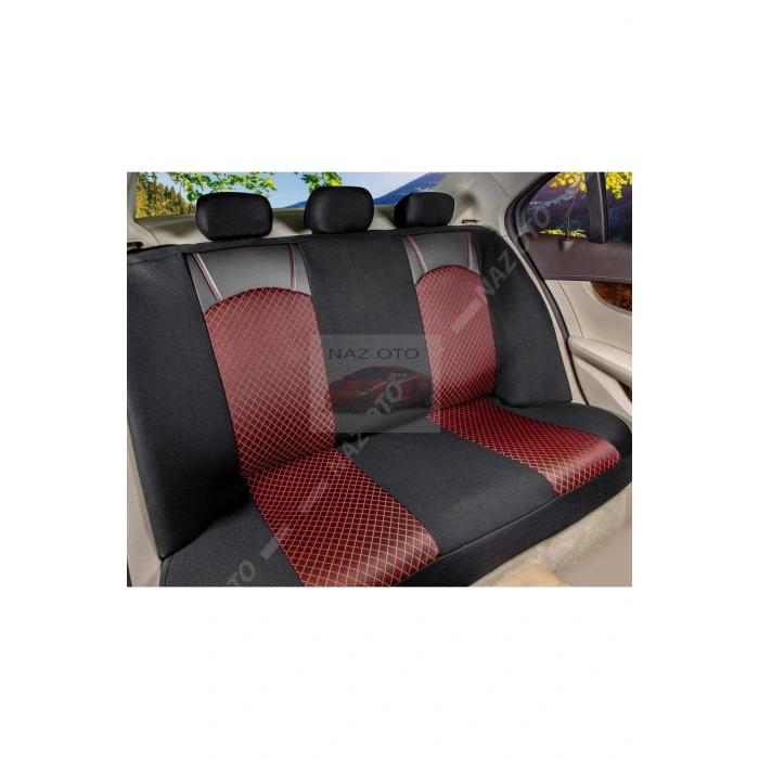 QUALİTY Petek Kumaş bordo-siyah Deri ORTAPEDİK Oto Kılıfı